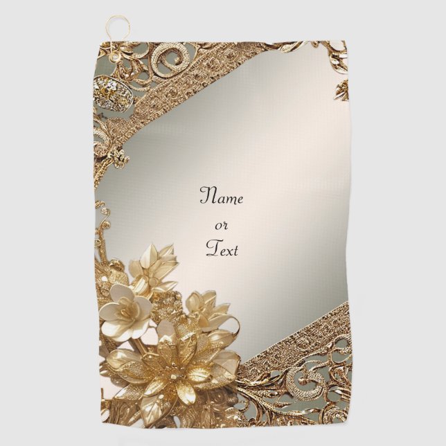 Toalla moderna de golf oral de oro (Anverso)