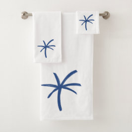 Toalla moderna de palmera pintada en azul costero