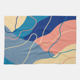 Toalla moderna de plato artístico azul y rosa