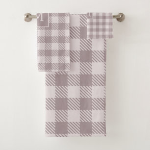 Toalla Monograma Beige Cuadro Búfalo Estilo Granja