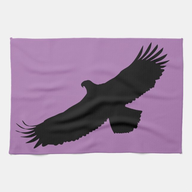Toalla morada de cocina con águila voladora tu col (Horizontal)