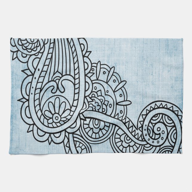 Toalla Motif de Blue Mehndi (Horizontal)