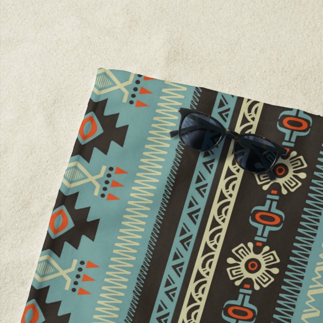 Toalla nativa de playa de patrón geométrico de man (In situ)