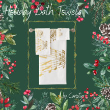 Toalla Notas Musicales Árbol de Navidad de Oro