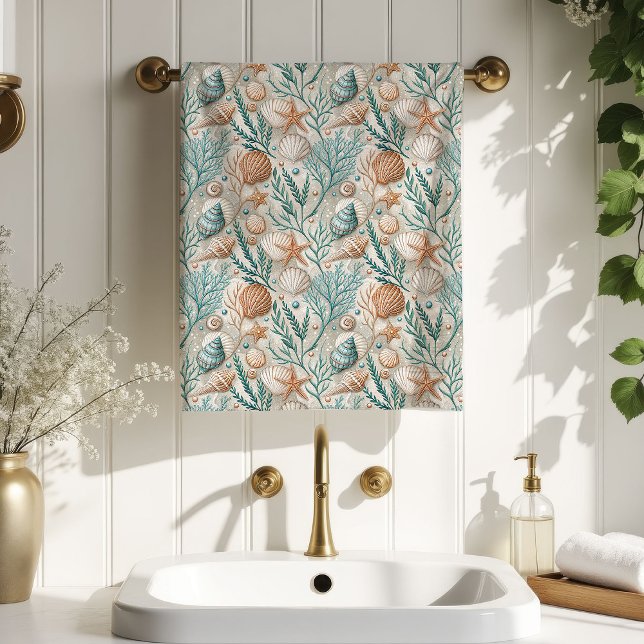 Toalla Ocean Breeze Tendencia Costera Baño Look (Ocean Breeze Towel Trendy Coastal Bath Look)
