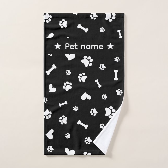 Toalla para perro con estampado de patas en blanco (Toalla de mano)