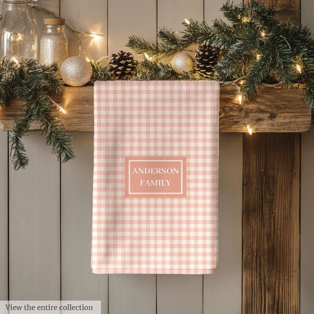 Toalla pastel coral personalizada chic decoración  (Personalized Chic Towel Pastel Coral Kitchen Decor)