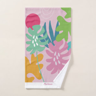 toalla personalizada con nombre moderno floral tro