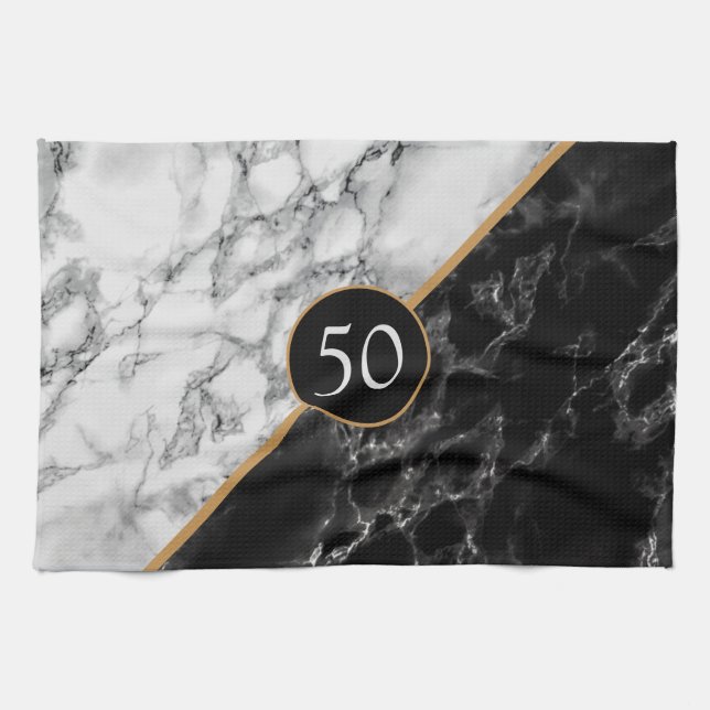 Toalla personalizada de cocina de mármol blanco (Horizontal)