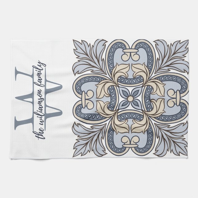 Toalla personalizada de cocina en monograma W (Horizontal)