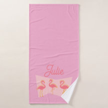 Toalla personalizada de flamenco rosa de mediados