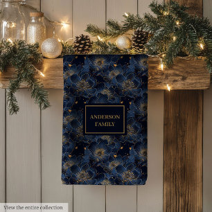 Toalla personalizada de oro azul marino Lux Floral