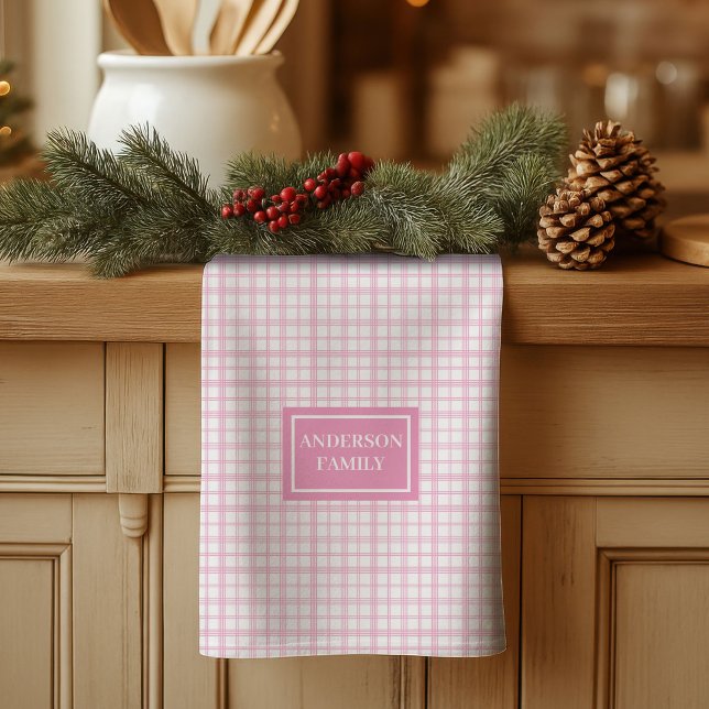 Toalla Personalizada de Pastel a Cuadros Idea de R (Personalized Pastel Plaid Towel Elegant Gift Idea)