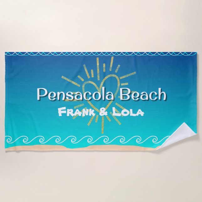 Toalla personalizada de Pensacola Beach (Anverso)