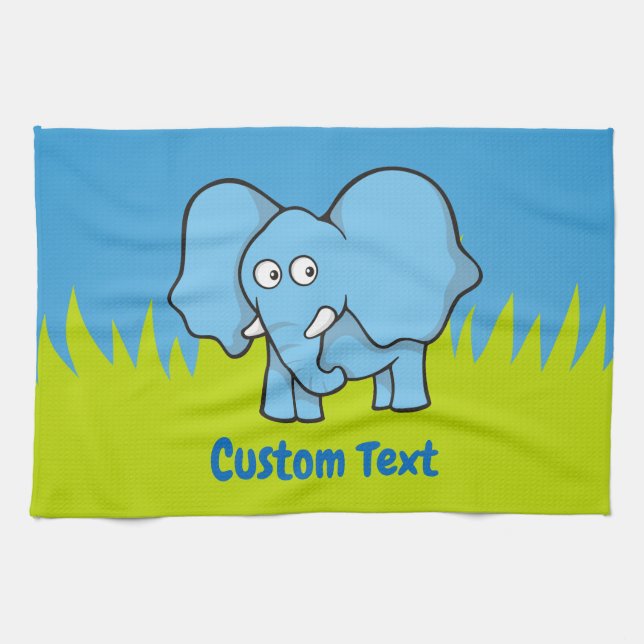 Toalla personalizado de elefante azul (Horizontal)