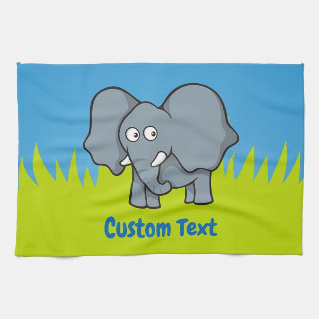 Toalla personalizado de elefante gris (Horizontal)