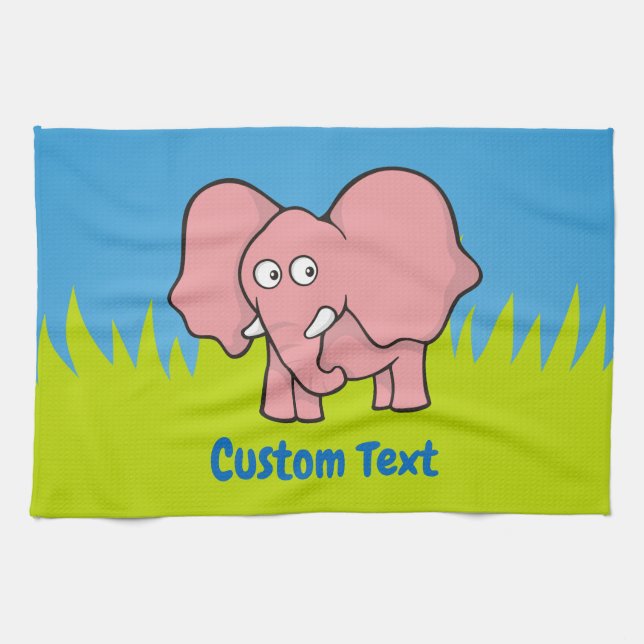 Toalla personalizado de elefante rosa (Horizontal)