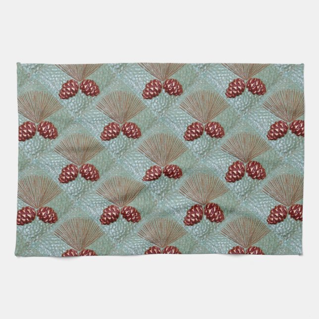 Toalla Pinecone Green y Copper Dish (Horizontal)