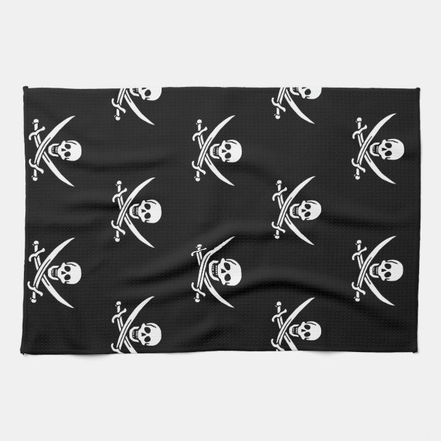 Toalla pirata de cráneo y cruz (Horizontal)