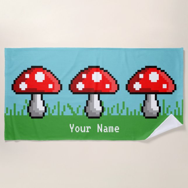 Toalla Pixel Mushroom Meadow Beach (Anverso)