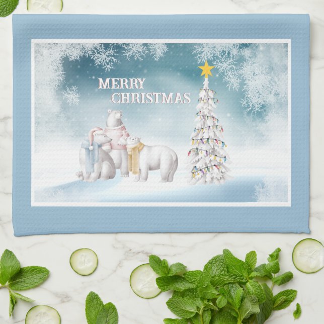 Toalla Polar Bear Merry Christmas Kitchen (Doblado)