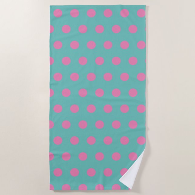 Toalla Polka Dot Beach (Aqua & Pink) (Anverso)