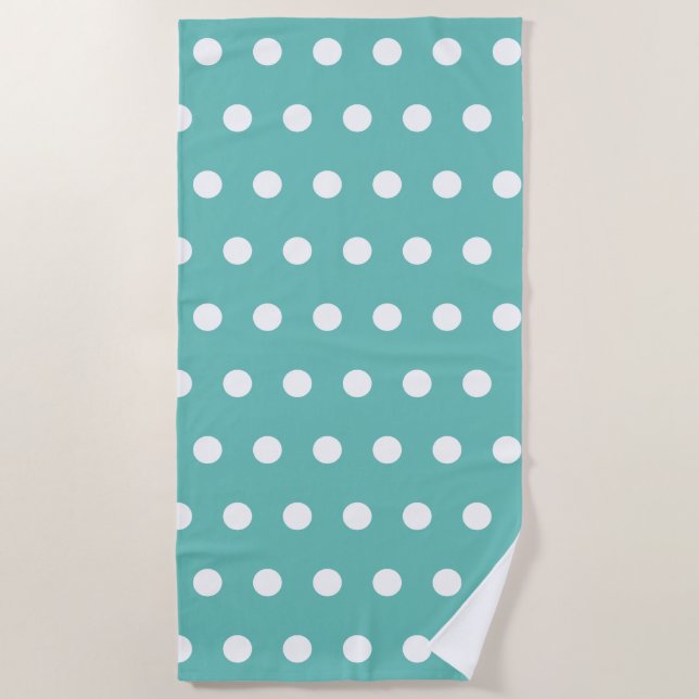 Toalla Polka Dot Beach (Aqua & White) (Anverso)