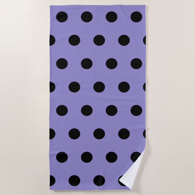 Toalla Polka Dot Beach (Lavanda y negro) (Anverso)