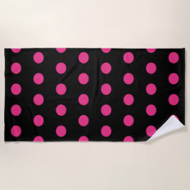 Toalla Polka Dot Beach (rosa negro y neón)
