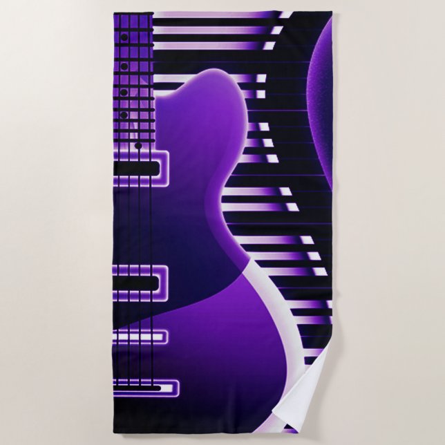 Toalla Purple Electric Guitar Beach (Anverso)