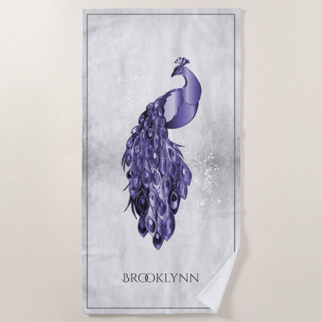 Toalla Purple Elegant Peacock Beach (Anverso)