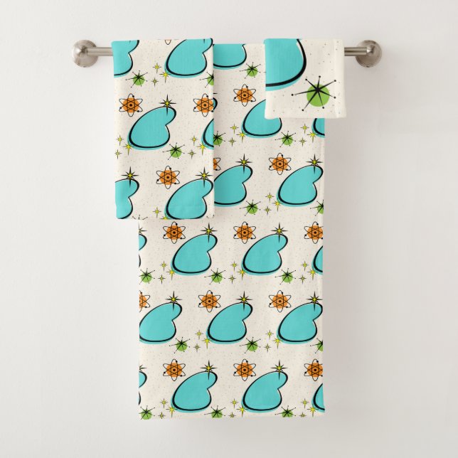 Toalla retro de bumerán atómico y de estallidos (In situ)