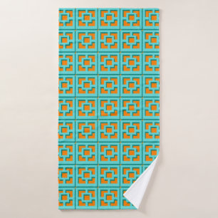 Toalla retro turquesa y Naranja Trellis