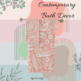 Toalla rosa claro y blanca con formas contemporáne