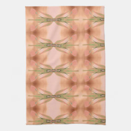 Toalla rosa con tulipanes