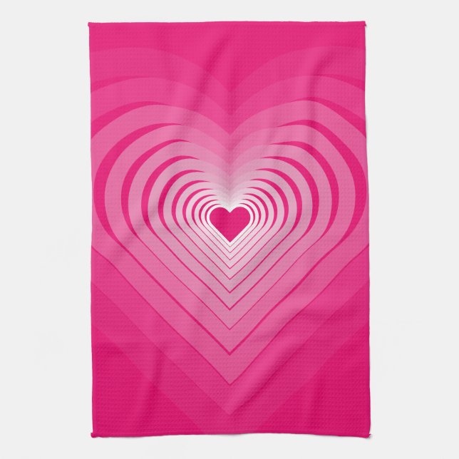 Toalla rosa de cocina con corazón (Vertical)