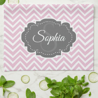Toalla rosa de cocina de Chevron