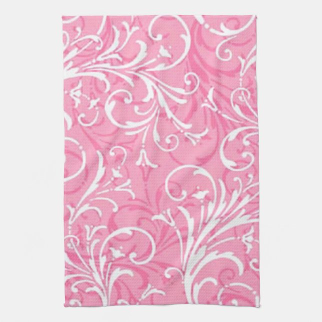 Toalla rosa de cocina ornamental (Vertical)