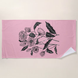 Toalla rosa de playa de los Poppies - Elegir color