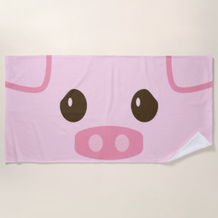 Toalla rosa de playa de Piggy Face