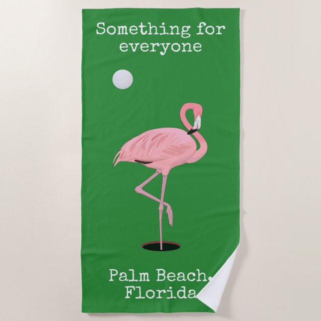 Toalla rosa Flamingo Golf Palm Beach (Anverso)
