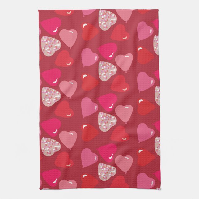 Toalla rosa roja de los globos de San Valentín Min (Vertical)