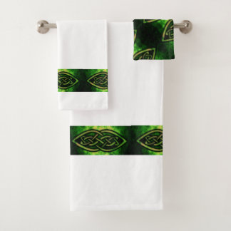 Toalla set, nudo celta, multicolor, verde,