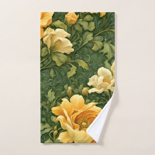 Toalla Tapiz Floral Dorada (Toalla de mano)