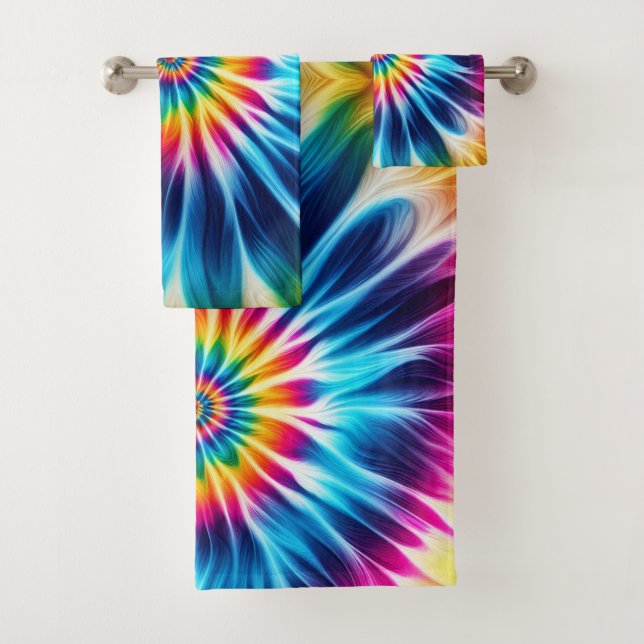 Toalla Tie Dye Arcoíris Psicodélico Set (In situ)