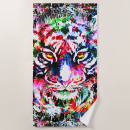 Toalla Tiger Beach | Dibujo colorido | Tigre
