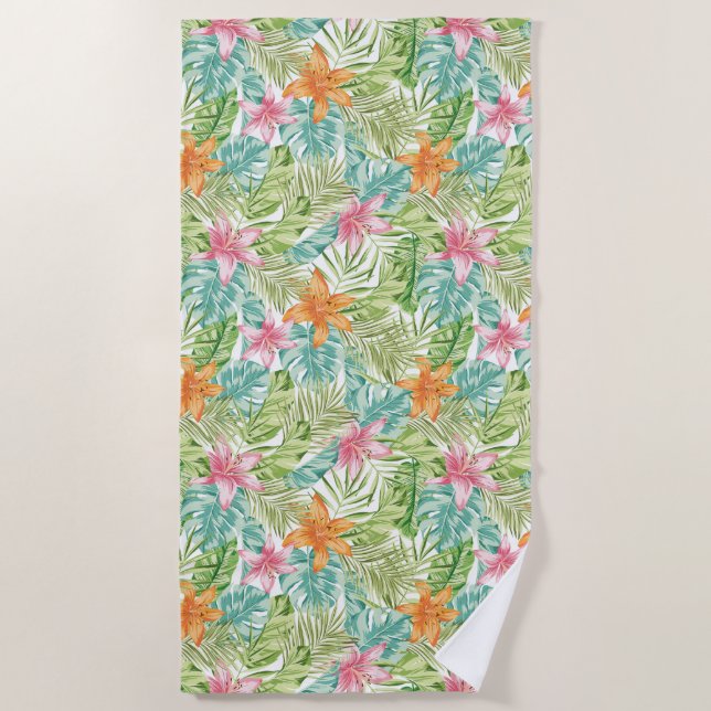 Toalla tropical de playa de impresión de verano (Anverso)