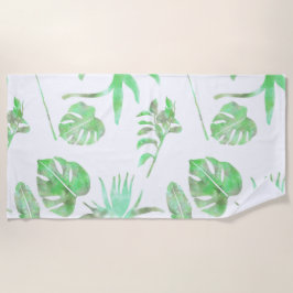 Toalla Tropical Watercole Leaf Beach | Verde claro
