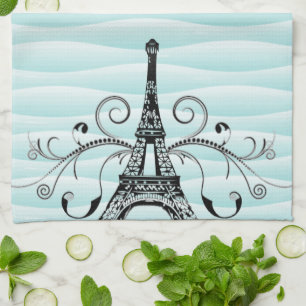 Toalla verde azulada Eiffel Toalla de cocina flore