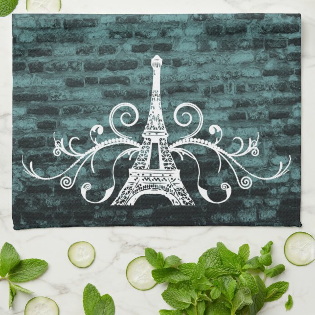 Toalla verde azulada Eiffel Toalla de Cocina Grung (Doblado)